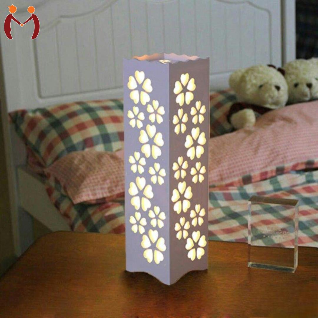 New Elegant Floral Cutout Wooden Table Lamp