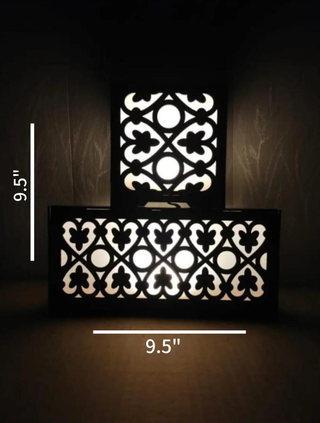 Wooden Double Lamp With Deep Laser Cutting